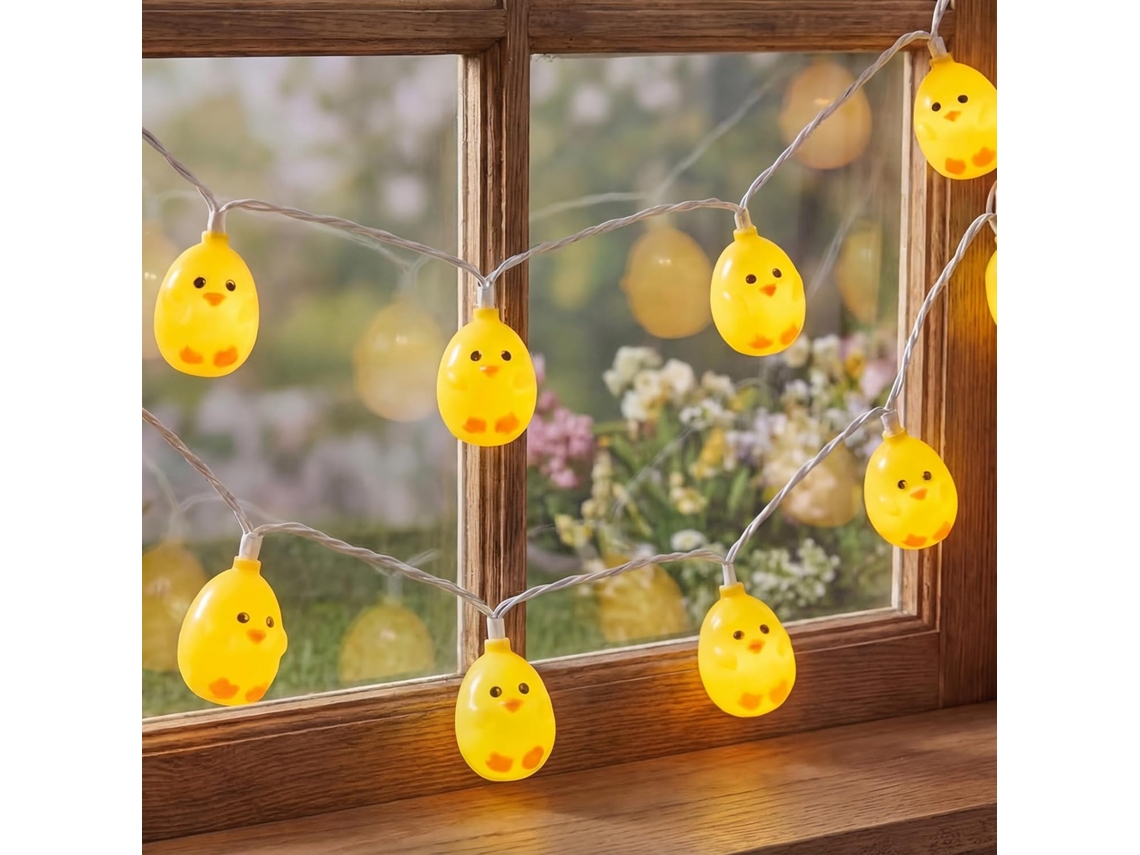 Conjunto De 40 Luzes Cordão Em Formato Pintinho, Com 2 Modos: Luz
