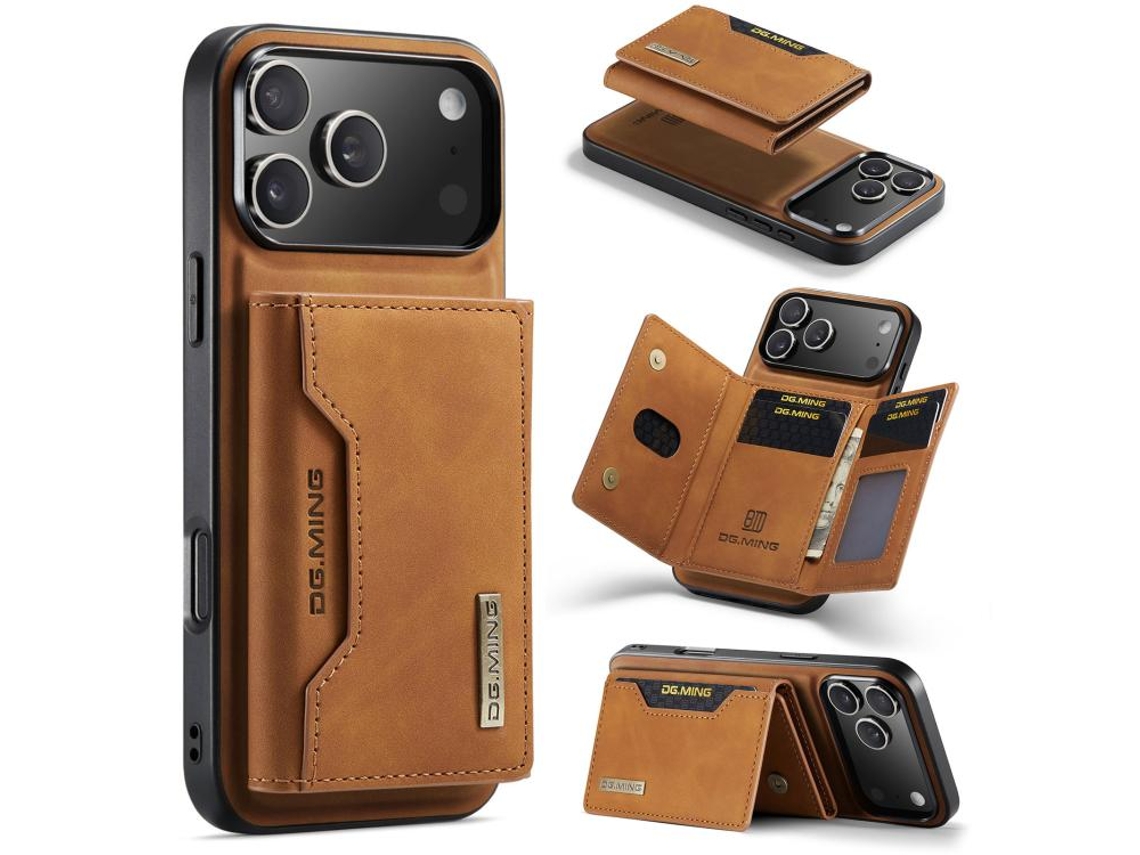 Capa De Couro Para Iphone 17 Pro Max Dg.ming Série M2 Com 3 Compartimentos Para Cartões.