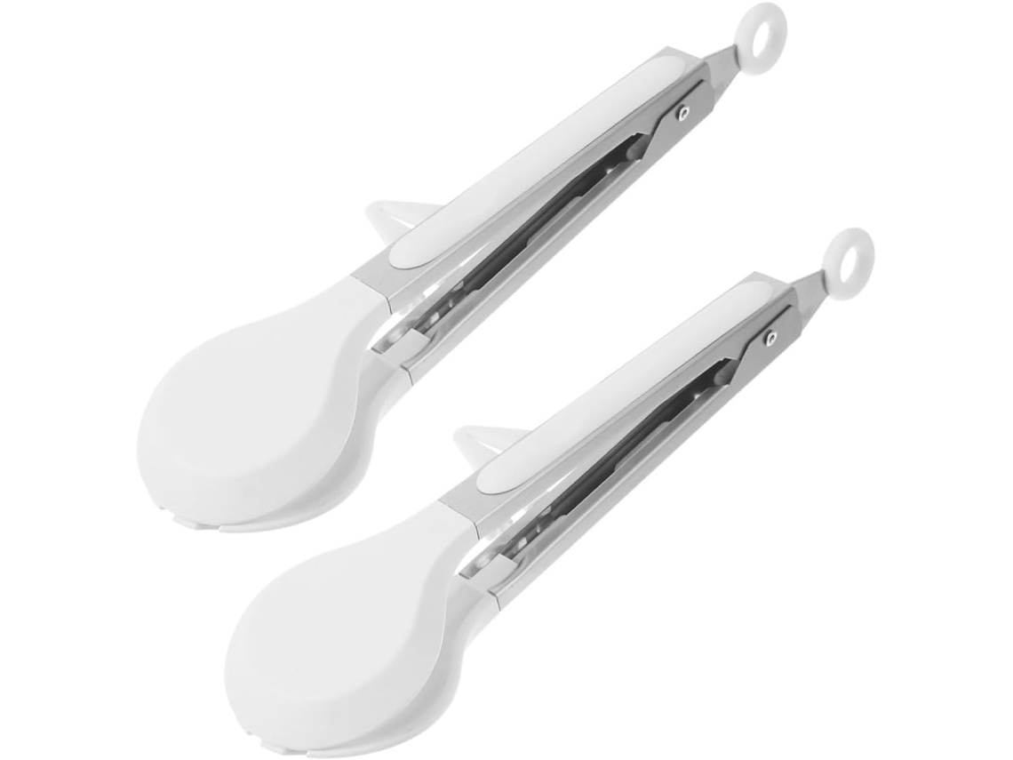Pinça De Silicone Ukcoco 2 Peças Com Suporte Travamento Automático, Resistente Ao Calor Para Cozinhar, Massas E