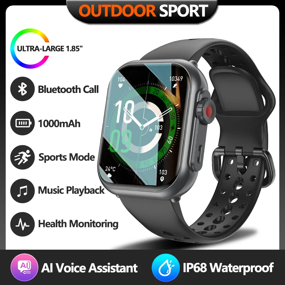 (preto) Smartwatch, Bateria De 1000mah, À Prova D'água E Com Função De Chamada.