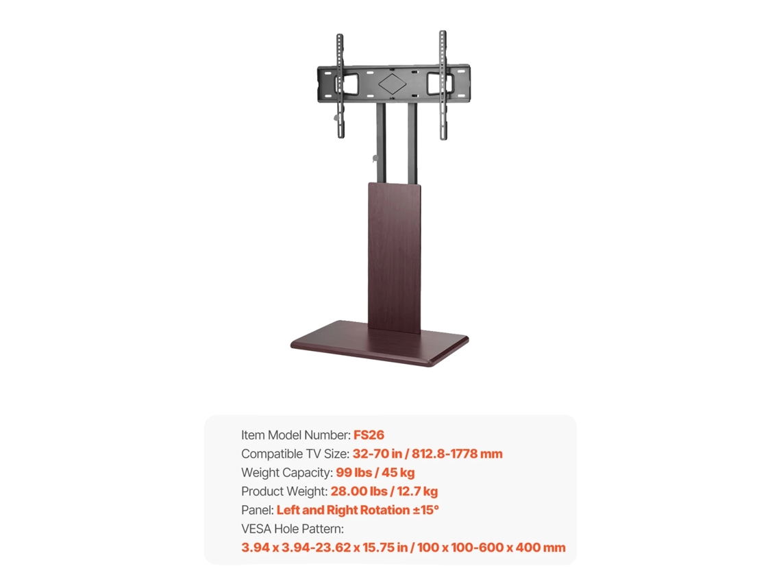 Suporte Para Tv, Altura Ajustável, Design Móvel, 99 Lbs