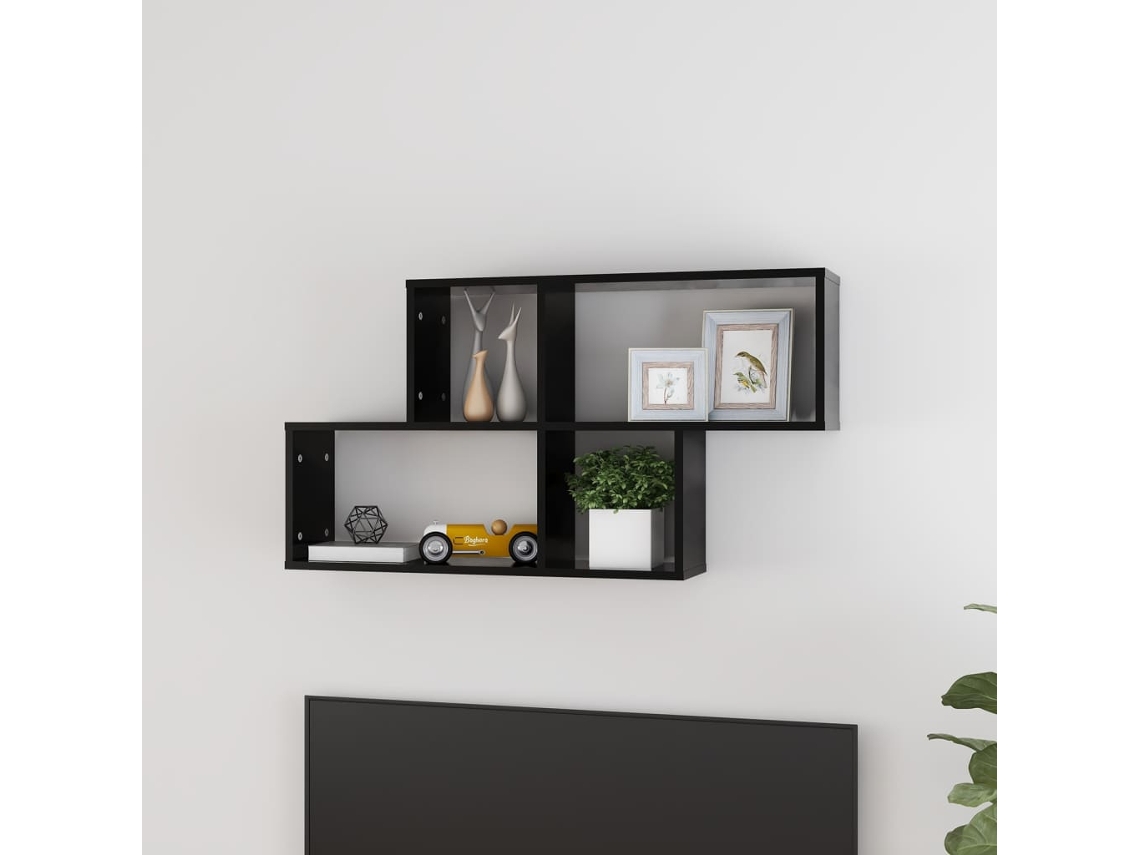 Vidaxl Estante De Parede 100x18x53 Cm Derivados De Madeira Preto