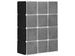 Guarda-roupa Modular Cubo Pp Cabideiro Preto Branco Diy