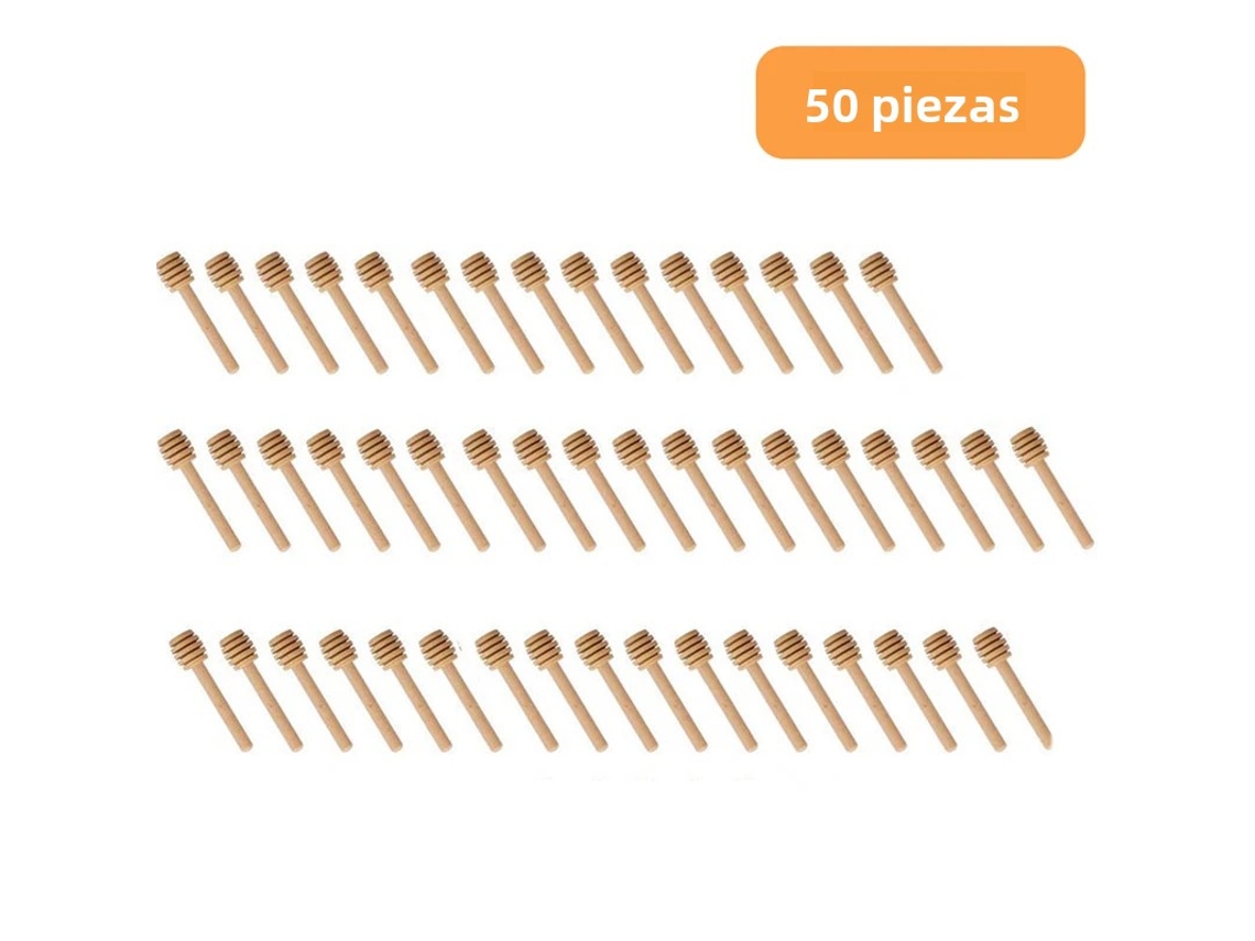 Palitos para Mexer Mel de Alta Qualidade, Cabo de Madeira, 100 Palitos por Pacote, Colher de Cabo Longo MDUG (50 Unidades)