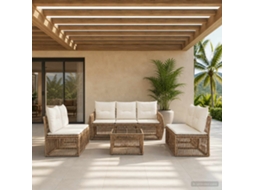 Vidaxl Conjunto De Sofá De Jardim 8 Unid. Bege E Branco Creme Vime Pe