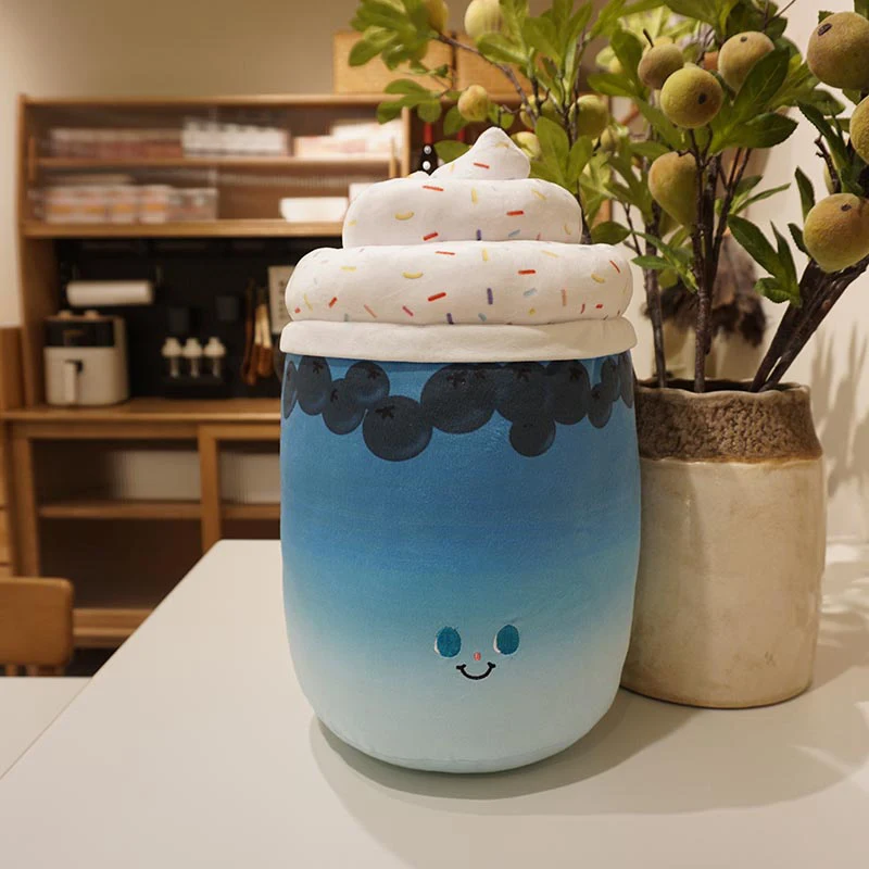 Almofada Decorativa para Adultos com Estampa de Chá de Leite com Frutas, Almofada para Sofá, Almofada Decorativa Criativa MDUG (azul, 38cm)