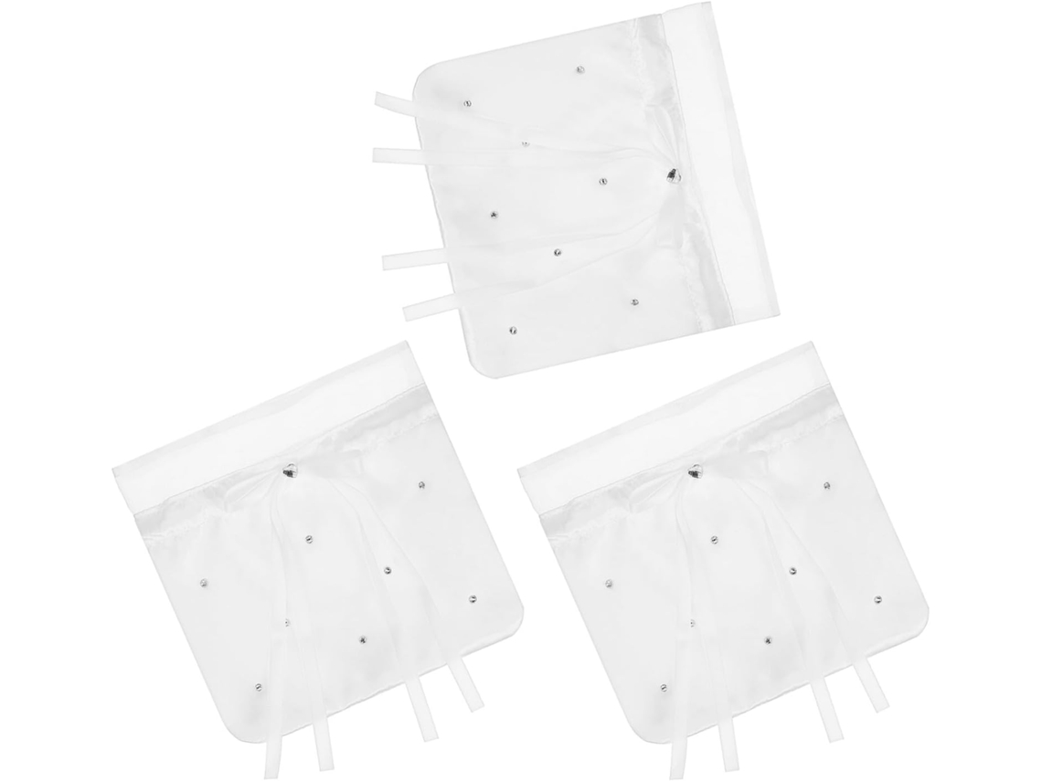 De 3 Bolsas De Cetim Branco Para Noivas, Com Cordão E Laço, Carteiras Leves Para Damas De Honra.