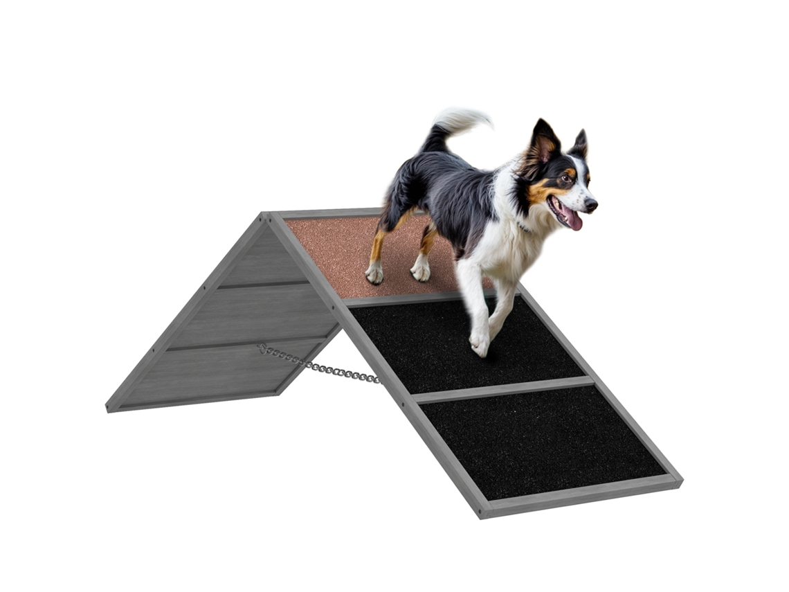 Ponte de agility para cães, antiderrapante, até 40kg, 173x59x66cm cinza S/MARCA