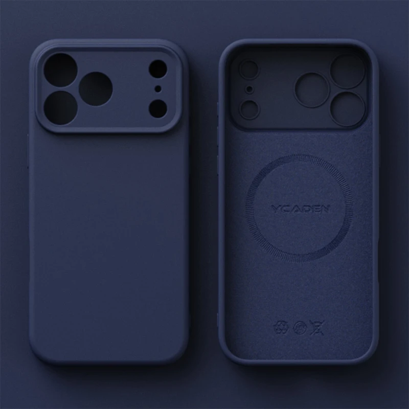 Capa Magnética Original Em Silicone Líquido (azul Escuro) Para Iphone 15 Pro, Compatível Com Carregamento Sem Fio.