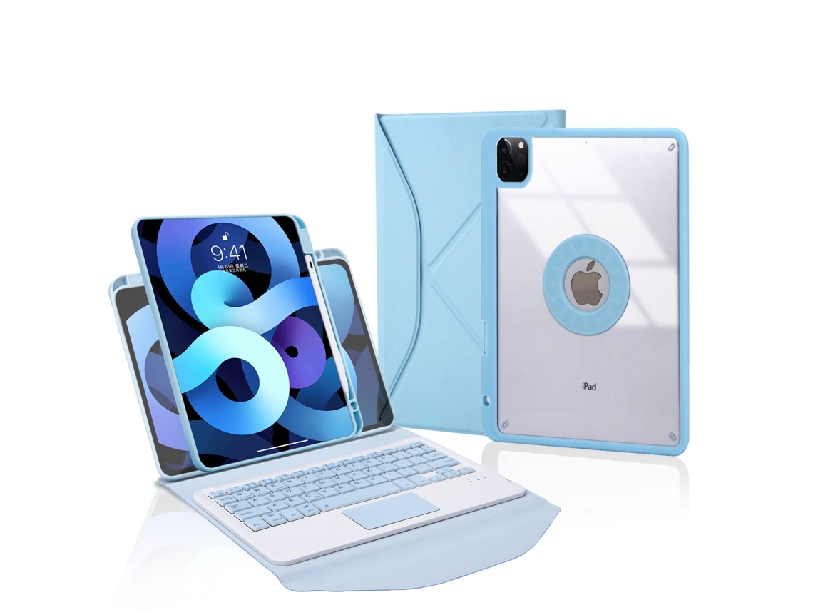 Lurelia Capa Com Teclado Bluetooth Para Ipad 9 10.2 Com Teclado Com Touchpad, Azul Celeste