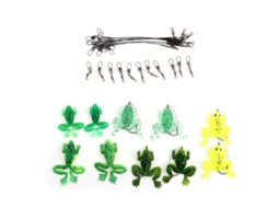Kit Com 10 Anzóis De Pesca, Iscas Para Sapos, Conectores De Fio Anti Mordida E Acessórios Aquaforge