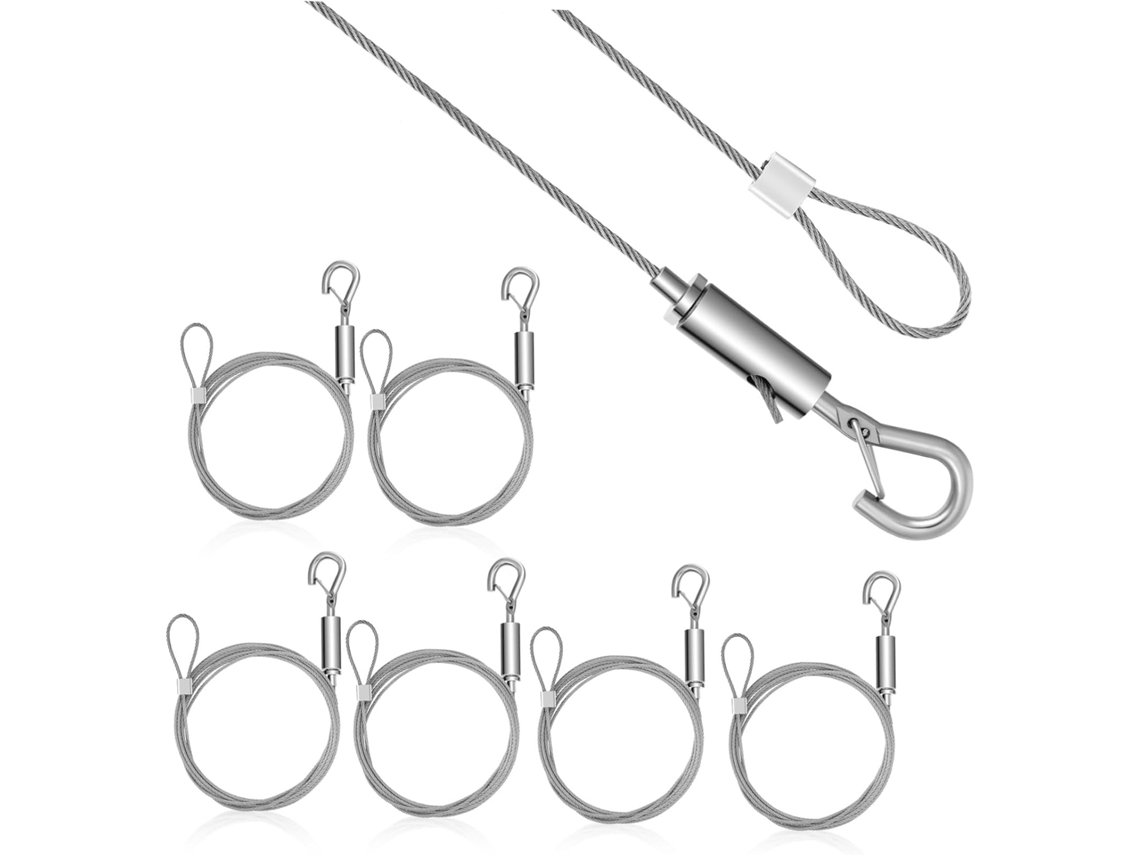 Conjunto de 6 peças em aço inoxidável para pendurar quadros, com ganchos reforçados, ajustáveis e de alta compressão.