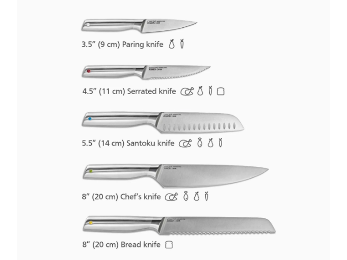 Conjunto De Facas para Cozinha Joseph Joseph Elevate Aço Inoxidável Com Bandeja De Bambu Para Gaveta Preto