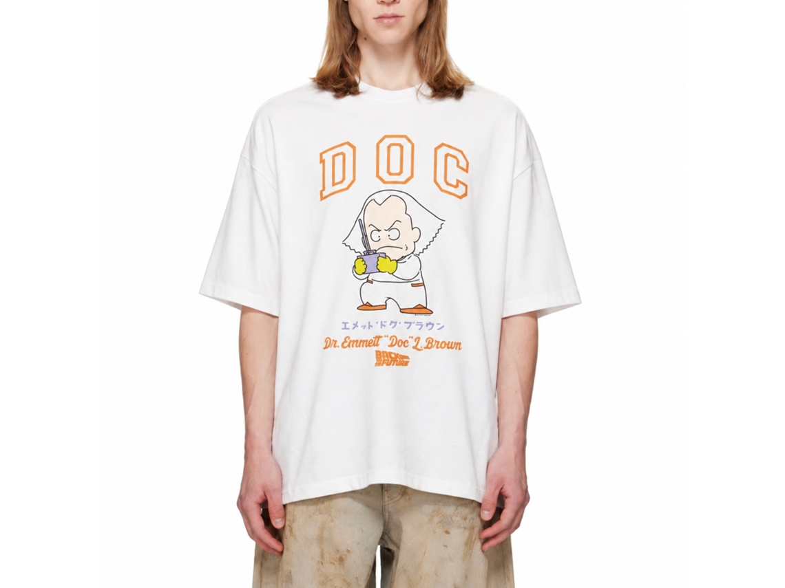 Rockinstone Back To The Future Movie Doc Cartoon Character White Adult T-shirt Size:xxl