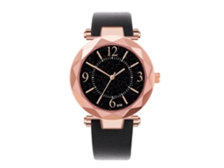Relógio de Pulso Feminino de Quartzo com Pulseira Pu Estilo Moderno Dial Losango Preto