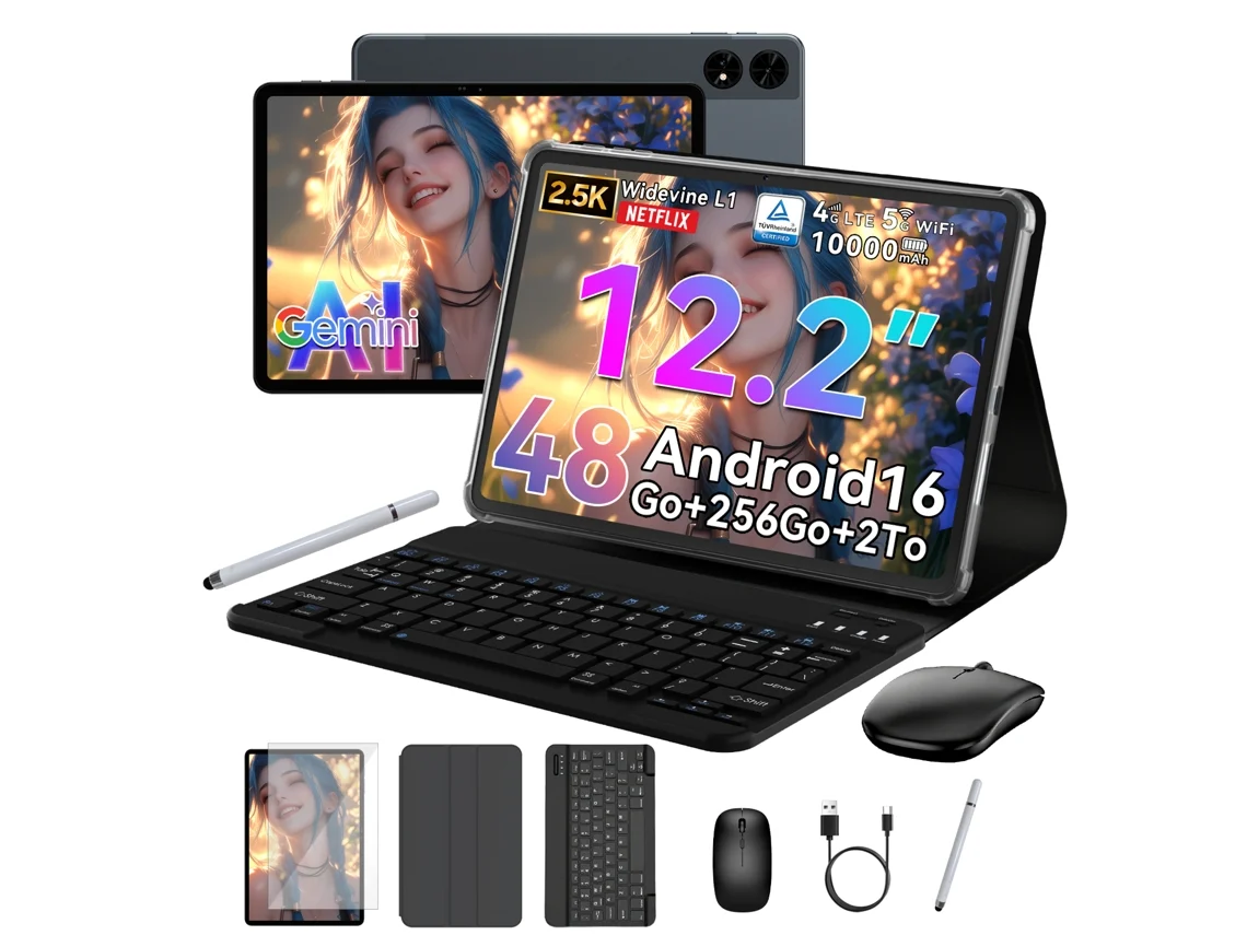 Tablet TABWEE T60 Teclado + Rato (12'' - 48 GB - 256 GB - Cinzento)