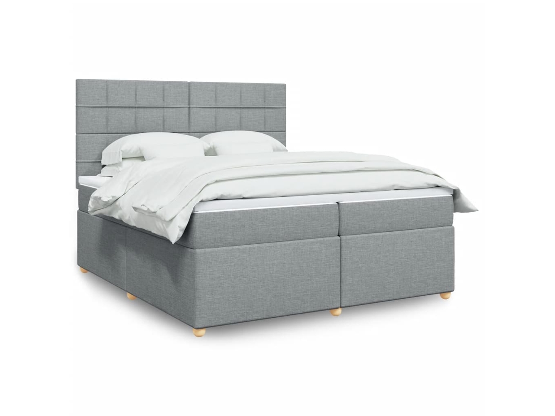 Vidaxl Cama Com Molas/colchão 200x200 Cm Tecido Cinza-claro