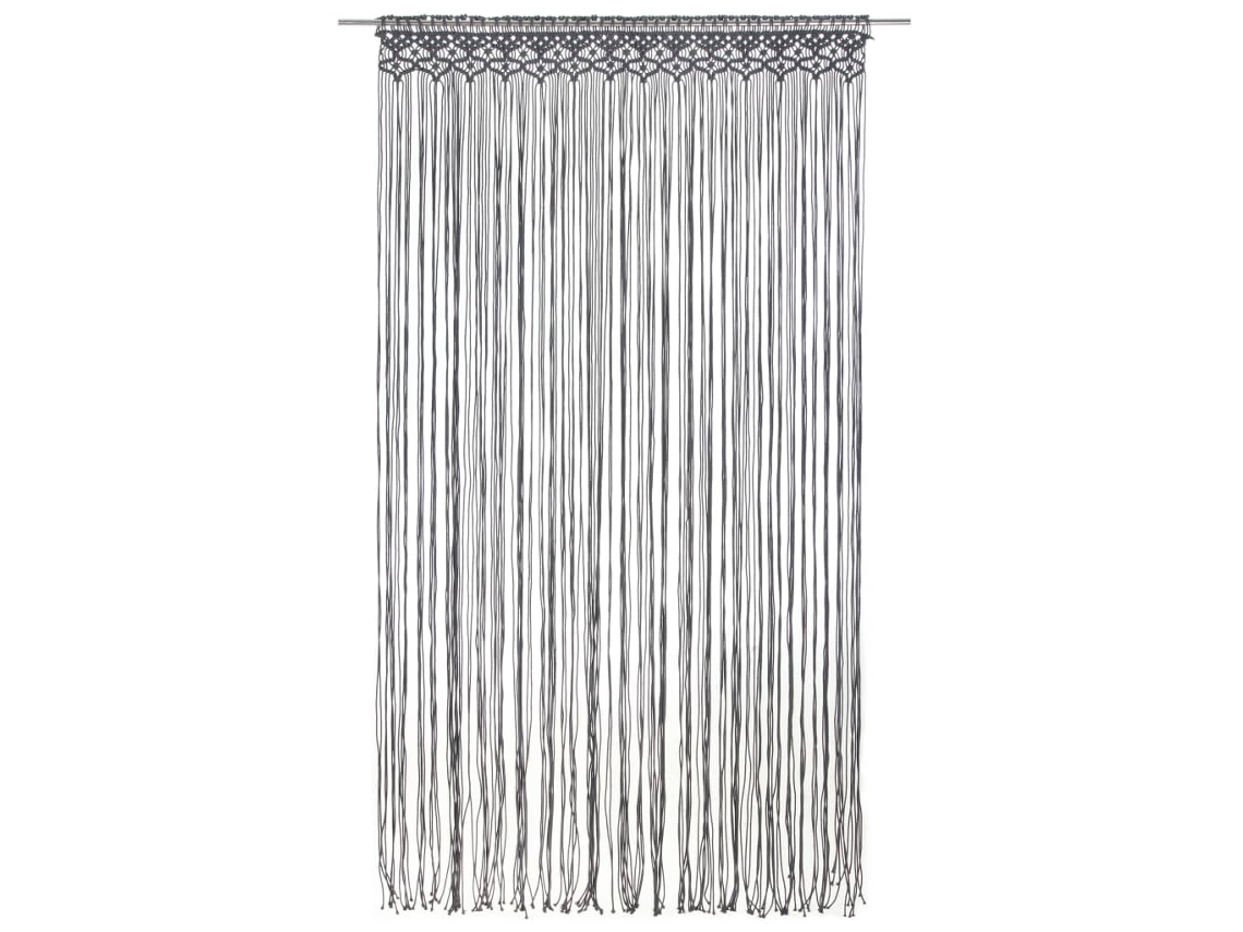 Cortina Em Macramé 140x240 Cm Algodão Antracite