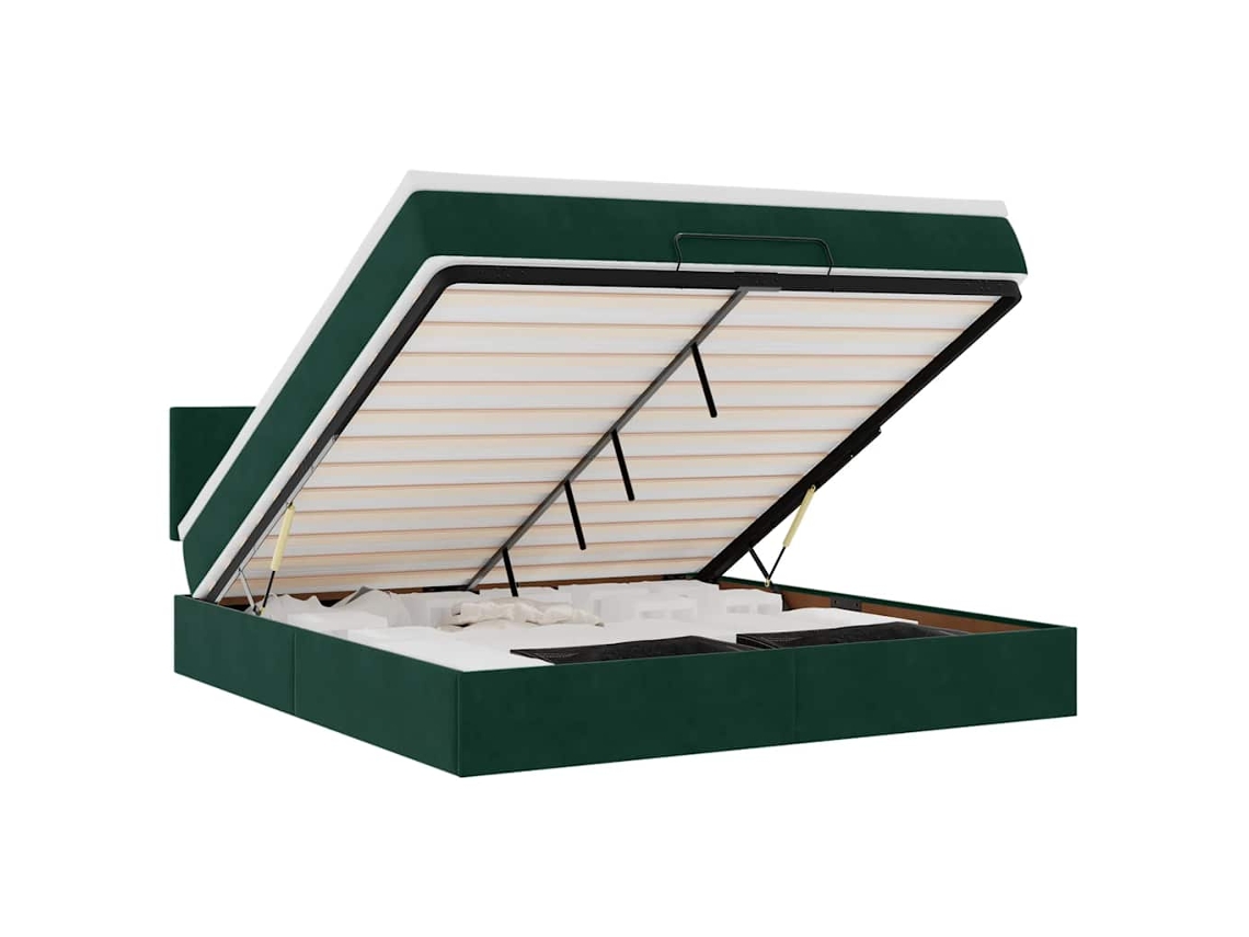 Estrutura de Cama Otomana com Colchão Verde Escuro MAISON EXCLUSIVE (160x200 cm)