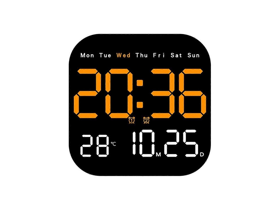 Relógio De Parede Digital Com Temperatura E Data, Display Eletrônico De Mesa 12/24h Com Led
