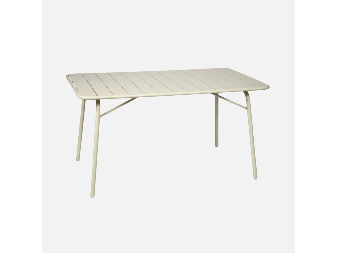 Mesa De Jardim Bistrô Dobrável Em Aço, 6 Lugares, 140cm, Bege