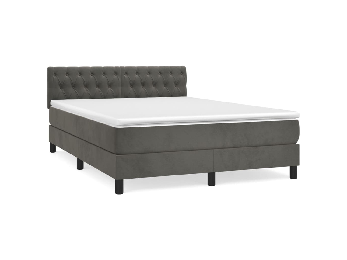 Cama com Molas e Colchão Veludo Cinzento Escuro MAISON EXCLUSIVE (140x190 cm)