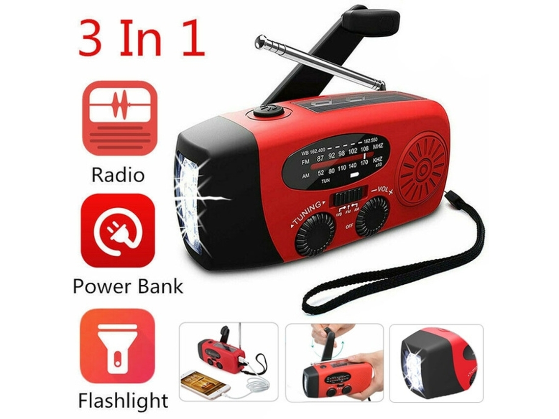 Rádio De Manivela De 2000mah Com Lanterna Solar E Bateria Externa Wellngs Brilvibera