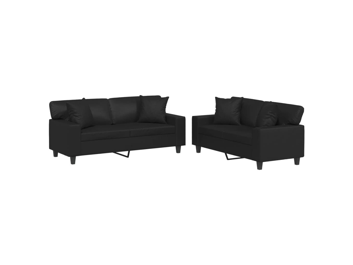 Sofa Set, Sofa Sets Vidaxl Preto Couro Artificial (n/a)