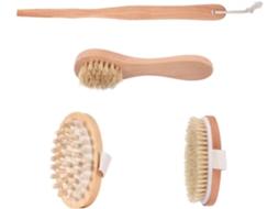 Conjunto De 4 Escovas Banho Madeira Healvian Para Uso Doméstico, Limpa Áreas De Difícil Acesso, Remove O Excesso De
