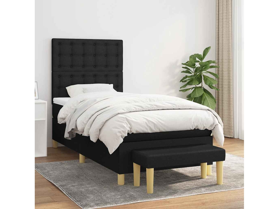 Vidaxl Cama com Molas/colchão 90x190 Cm Tecido Preto