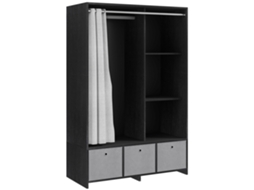 Guarda-roupa Closet Guarda-roupa De Armazenamento Com Varão E Cortinas, 3 Nichos E 3 Gavetas Em Tecido Removível, 105 X 48 X 160 Cm