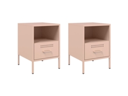 Mesas de Cabeceira 2 Pcs 36x39x50,5 Cm Aço Rosa MAISON EXCLUSIVE
