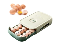 Caja de Armazenamento de Ovos, Plástico, 18-20 Ovos, com Gaveta, Verde S/MARCA