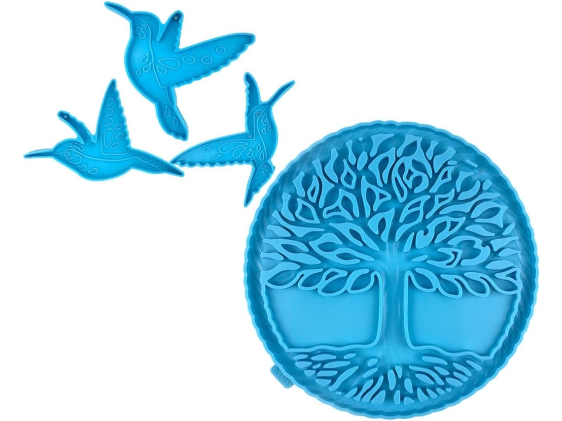 Escultura de Parede Faça Você Mesmo Molde Silicone para Árvore, Ideal Artesanato Fácil Limpar Azul CHABERLU