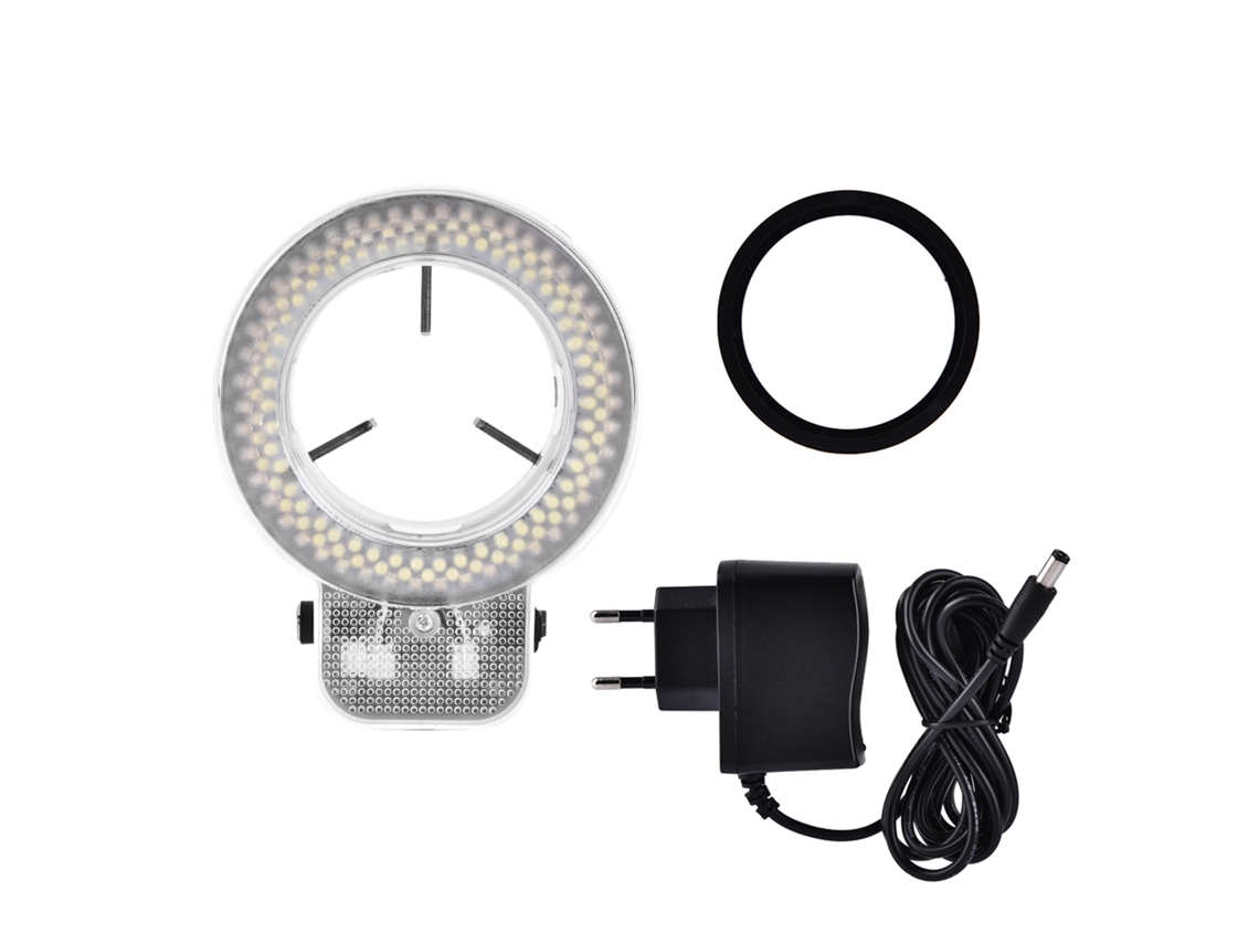 Luz anular LED 144 lâmpadas, para microscópio, câmera, brilho ajustável | S/MARCA