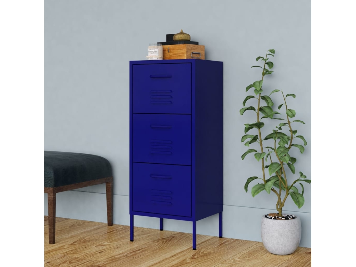 Vidaxl Armário De Arrumação Aço 42,5x35x101,5 Cm Azul-marinho