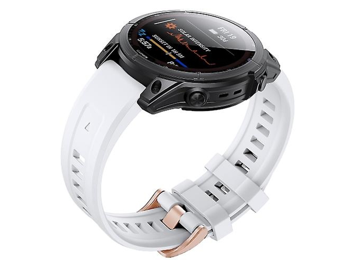Bracelete de Smartwatch para Garmin Fenix 7S Silicone Rosa Ouro Fivela Pulseira de Relógio Branco VENISYMLIS