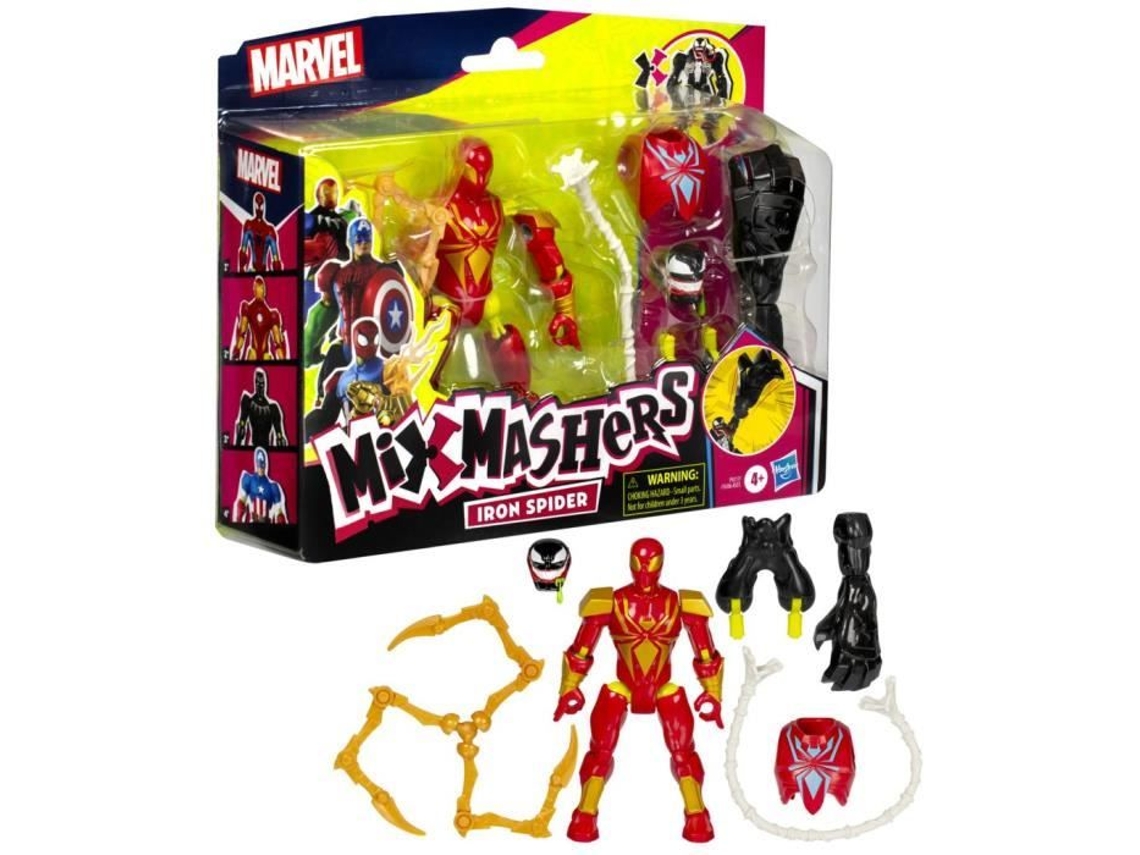 Mixmashers Iron Spider Deluxe - Figura personalizável de 12 cm para misturar e combinar com acessórios, Marvel, a partir dos 4 anos