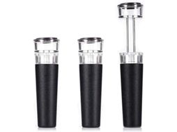 Conjunto de tampas de vinho Nova Line Linjou com bomba de vácuo, silicone, 3 peças