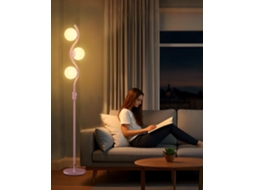 Luminária De Chão Rosa 152, 4cm 60 Polegadas Com Intensidade Regulável, Luminária De Chão Moderna Com 3 Lâmpadas Globo