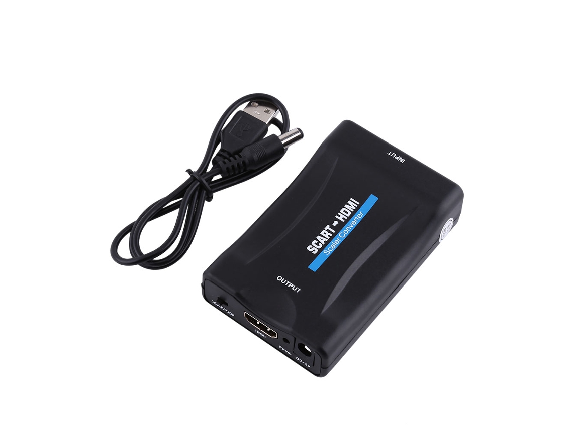Conversor Scart para Hdmi Adaptador Scaler 720p 1080p com Cabo Usb
