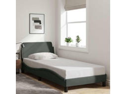 Vidaxl Estrutura De Cama Dover 90x200 Cm Tecido Cinzento-escuro