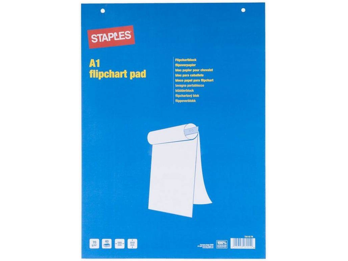 Bloco de Papel para Flipchart STAPLES A1 Branco (584x813mm) Worten.pt
