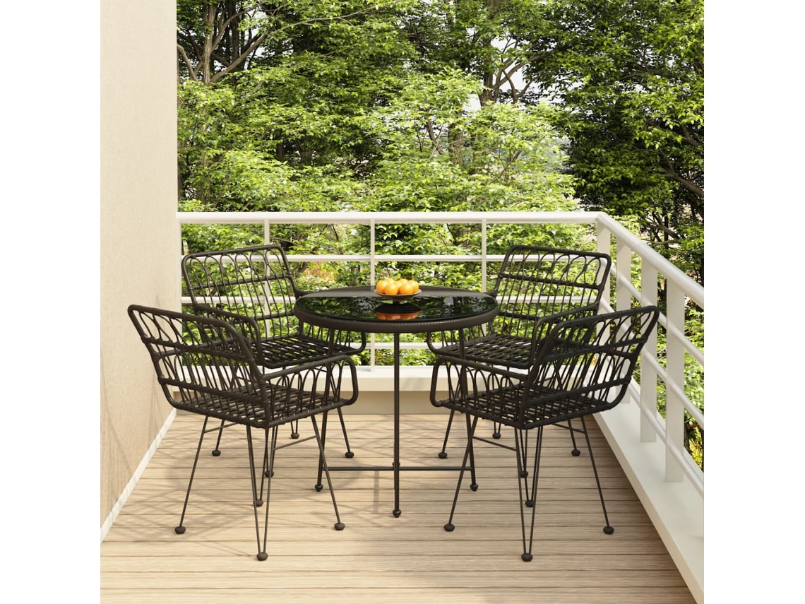 Pcs Conjunto De Jantar P/ Jardim Vime Pe Preto Dkd Home Decor