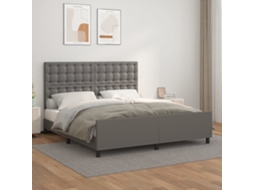 Estrutura Cama C/ Cabeceira 180x200cm Couro Artificial Cinzento
