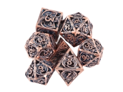 Conjunto De Dados Poliédricos De Cobre Oco Padrão Dragão Para Jogos De Tabuleiro E Rpg 7 Peças