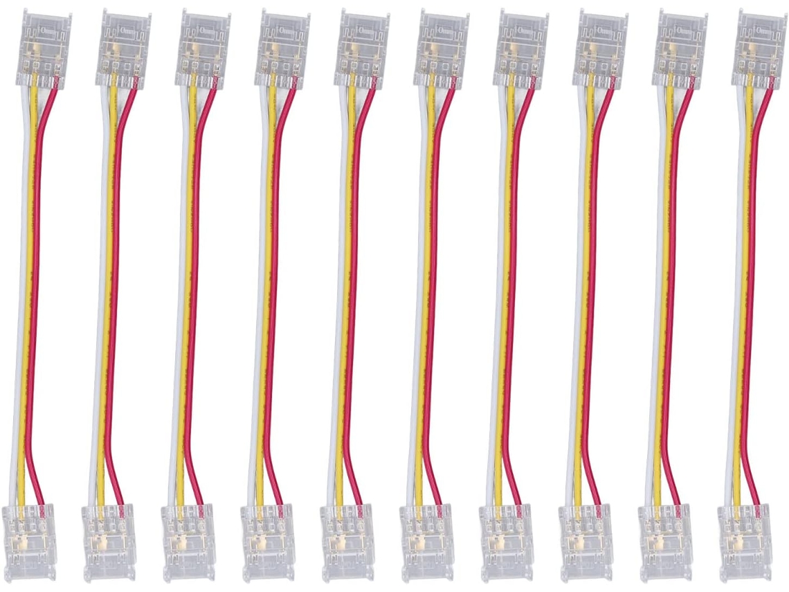 Kit De Conectores Para Fita Led Cob, 3 Pinos, Conexão Rápida, Ampla