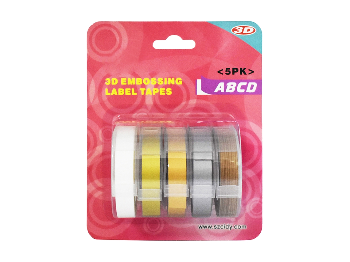 5 Rolos Fita de Etiqueta 3d Dymo 9mm*300cm Compatível com 12813/12814/1610/1540/1535/1575/17266