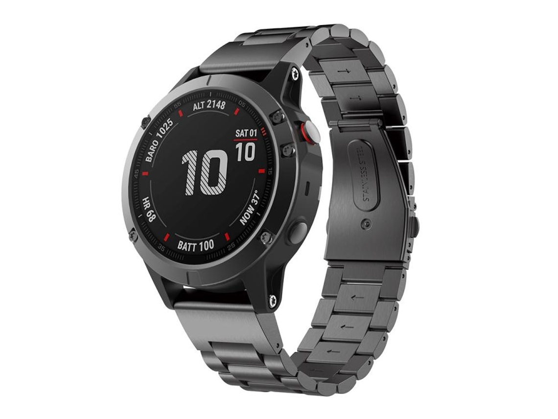 Bracelete para Garmin XIAOMOYU Fenix 8 / 7x / 6x / 5x Metal Liberação Rápida Três Contas Preta (26mm)