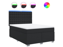 Cama com Molas Couro Artificial Preto MAISON EXCLUSIVE 140x200 cm